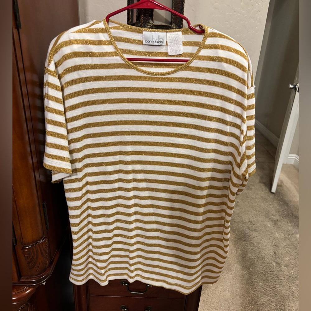 Bambelon Gold & White Stripe Short-Sleeve Tee